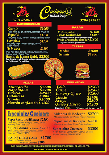 Rotisería Cucinarefood Hamburguesas lomitos pizzas empanadas Alitos Comida para llevar en Formosa